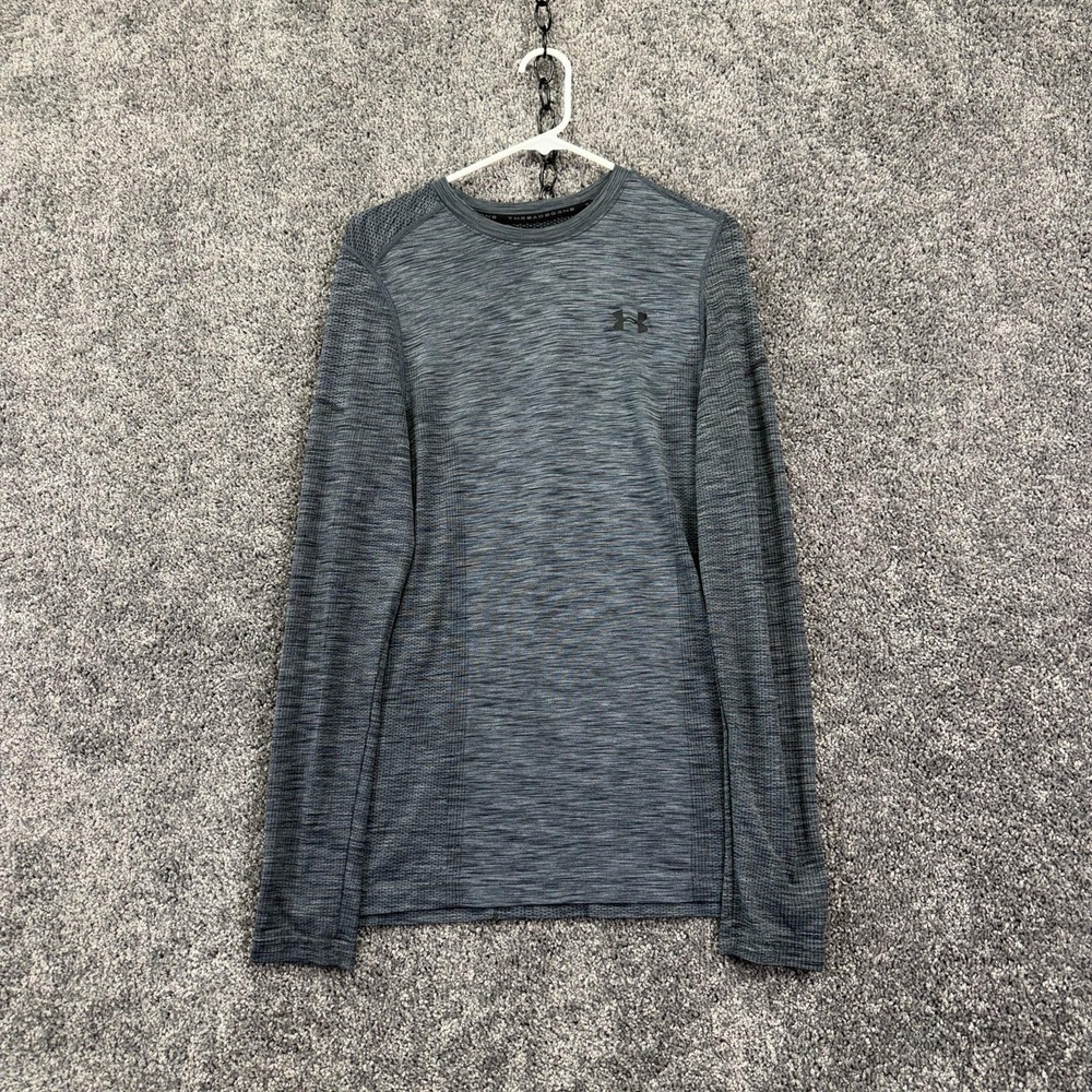 Under Armour Shirt Mens Medium Gray Long Sleeve HeatGear Threadborne Fitted Tee